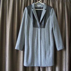 Diane Von Furstenberg Wool Coat/Leather Trim